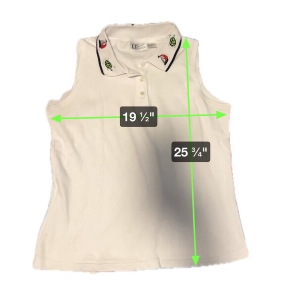 K.T. Sport Kenneth Too! White Sleeveless Nautical Embroidered Collared Polo SZ M - Picture 7 of 7